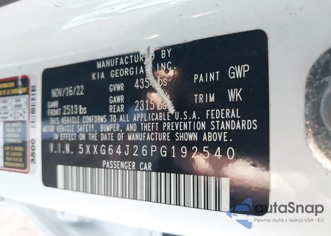 2023 Kia K5 Gt-Line из США, поврежденный, VIN 5XXG64J26PG192540